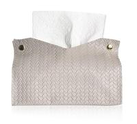 KASESSS Simple Art Tissue Box Cover With Button Synthetic Leather Tissue Box Holder Soft Texture Boxes Of Tissues For Living Room, Office, Car, Bathroom Decoration Accessory 19x14x12cm Light Grey