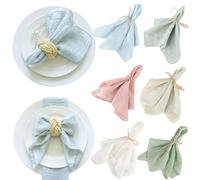KASESSS Solid Color Cloth Napkins, Cotton Cloth Napkins Set of 6 Decorative Fabric Napkin for Weddings Party Dinner Christmas Daily Use 32x32cm Reusable Cotton Napkin Multicoloured