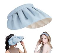 KASESSS Sun Visors for Women, 2 in 1 Foldable Visor Hat Women/Headbands, Sun Visor Hat Wide Brim, Women's Visors with UV Protection, Topless Sun Hat Summer for Outdoor Sports, Beach, Hiking, Blue