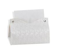 KASESSS Tissue Box Holder, PU Leather Tissue Box Covers, Tissue box Cover, Tissue Holders Home Decoration Accessory, Pocket Tissue Holder for Bathroom Kitchen Bedroom Office and Car (White)