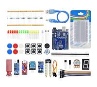 KASFDBMO Complete Starter Kit For UNO Mini-Breadboard LED Jumper Wire Button School Education Lab With Retail Box Power Supply Case Solderable With Project Box Small Electronics Kits For Beginners