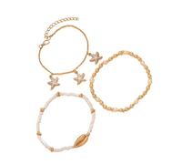 KASFDBMO Layered Beach Anklet Trio with Cowrie Shells & Accents Adjustable Foot Jewelry Puka Shell Foot Chain Jewelry