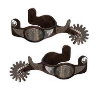 KASFDBMO Stainless Steel Western Spur Features Exquisites Hand Carved and Rotating Rowel for Gentle Horse Guidance Engraved Spur