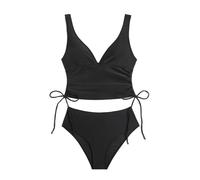 KASFDBMO Womens High Waist Swimsuits Two Pcs Split Bathing Suit Push Up Swimsuit Female Solid Color Swimwear for Beachwear Women Bathing Suit High Waist Swimwear Two Pcs Split Swimsuit for Beachwear