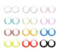 KASFREE 12 Pairs Plastic Hoop Earrings for Women, Clear Hoops, Resin, No Gemstone
