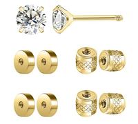 KASFREE Stainless Steel Screw On Earring Backs Replacements Flat Earring Backs for Studs (Gold/1.2mm)