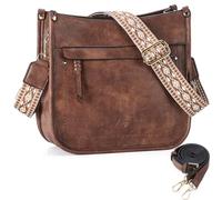 Kasgo Crossbody Bags for Women, Trendy Vegan Leather Shoulder Bag Medium Ladies Handbags Hobo Purse Bucket Bags With 2 Adjustable Strap for Travel Work Daily Brown