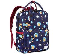 Kasgo Kids School Backpack, 14.6 Inch Lightweight Water-Resistant Primary Preschool Bag for Toddler Boys Girls Ages 5-8, Fits A4 Folder, with Chest Strap & Name Tag, Cat Astronaut