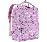 Kasgo Kids School Backpack, 14.6 Inch Lightweight Water-Resistant Primary Preschool Bag for Toddler Girls Ages 5-8, Fits A4 Folder, with Chest Strap & Name Tag, Unicorn