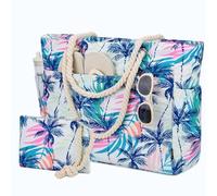 Kasgo Large Beach Bags for Women with Zip, 30L Holiday Tote with Pouch | Sandproof, Water-Resistant 600D Fabric, Easy-Shake Lining, Hidden Back Zip Pocket, Reinforced Base, Adjustable Rope Handles