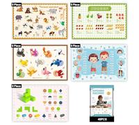KAshack 45 Pack Sticky Disposable Placemats for Baby & Toddlers,Toddler Placemat 12"x18" Kids Table Mat for Party, Picnic Table, Restaurants Dining Table Travel Essentials for Toddlers with 5 Designs