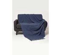 Kashi Cotton Throw with Tassels Homescapes Navy 150cm x 200cm