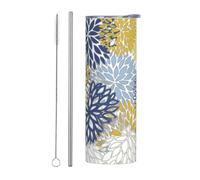 Kashinn 20oz Stainless Steel Tumbler Travel Mug for Coffee Iced Drinks Summer Cooling Cup Colored flowers Print