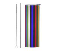 Kashinn 20oz Stainless Steel Tumbler Travel Mug for Coffee Iced Drinks Summer Cooling Cup Colored Stripes Print