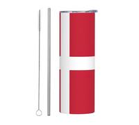 Kashinn 20oz Stainless Steel Tumbler Travel Mug for Coffee Iced Drinks Summer Cooling Cup Danish flag Print