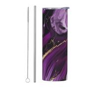 Kashinn 20oz Stainless Steel Tumbler Travel Mug for Coffee Iced Drinks Summer Cooling Cup Dark purple texture marble Print