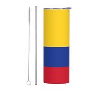 Kashinn 20oz Stainless Steel Tumbler Travel Mug for Coffee Iced Drinks Summer Cooling Cup Flag of Colombia Print
