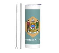 Kashinn 20oz Stainless Steel Tumbler Travel Mug for Coffee Iced Drinks Summer Cooling Cup Flag of Delaware Print