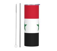 Kashinn 20oz Stainless Steel Tumbler Travel Mug for Coffee Iced Drinks Summer Cooling Cup Flag of the Syrian Arab Republic Print