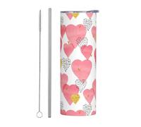 Kashinn 20oz Stainless Steel Tumbler Travel Mug for Coffee Iced Drinks Summer Cooling Cup gold pink heart Print