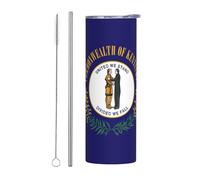 Kashinn 20oz Stainless Steel Tumbler Travel Mug for Coffee Iced Drinks Summer Cooling Cup Kentucky State Flag Print