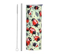 Kashinn 20oz Stainless Steel Tumbler Travel Mug for Coffee Iced Drinks Summer Cooling Cup Ladybugs Cartoon Pattern Print