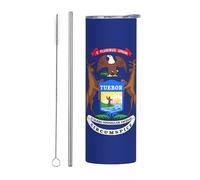 Kashinn 20oz Stainless Steel Tumbler Travel Mug for Coffee Iced Drinks Summer Cooling Cup Michigan State Flag Print