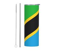 Kashinn 20oz Stainless Steel Tumbler Travel Mug for Coffee Iced Drinks Summer Cooling Cup Tanzania Flag Print