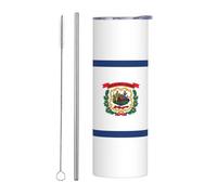 Kashinn 20oz Stainless Steel Tumbler Travel Mug for Coffee Iced Drinks Summer Cooling Cup West Virginia state flag Print