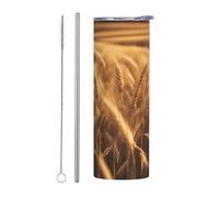 Kashinn 20oz Stainless Steel Tumbler Travel Mug for Coffee Iced Drinks Summer Cooling Cup Wheat Field Print