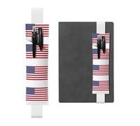Kashinn American flag Print Leather Pen Holder Elastic Band Pencil Case Bookmark for Notebooks Diaries Planners