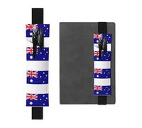 Kashinn Australian flag Print Leather Pen Holder Elastic Band Pencil Case Bookmark for Notebooks Diaries Planners