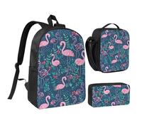 Kashinn Backpack Set with Lunch Bag & Pencil Case Floral Swan Print Oxford Fabric Portable Useful Bag Set