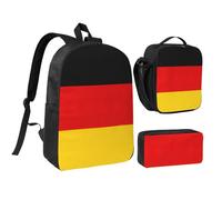 Kashinn Backpack Set with Lunch Bag & Pencil Case German flag Print Oxford Fabric Portable Useful Bag Set
