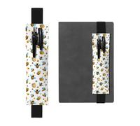 Kashinn Cartoon Bee Pattern Print Leather Pen Holder Elastic Band Pencil Case Bookmark for Notebooks Diaries Planners