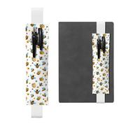 Kashinn Cartoon Bee Pattern Print Leather Pen Holder Elastic Band Pencil Case Bookmark for Notebooks Diaries Planners