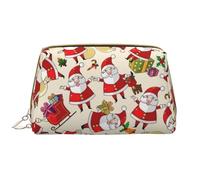 Kashinn Christmas Cartoon Santa Claus Print Leather Makeup Bag Travel Cosmetic Bag Cute Vanity Case Toiletry Bag Skincare Pouch