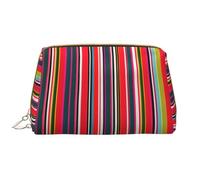 Kashinn Colorful Stripes Print Leather Makeup Bag Travel Cosmetic Bag Cute Vanity Case Toiletry Bag Skincare Pouch