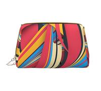 Kashinn colorful stripes Print Leather Makeup Bag Travel Cosmetic Bag Cute Vanity Case Toiletry Bag Skincare Pouch