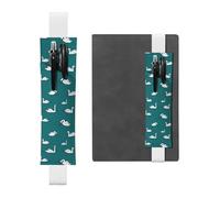 Kashinn Cute Swans Print Leather Pen Holder Elastic Band Pencil Case Bookmark for Notebooks Diaries Planners