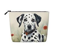 Kashinn Dalmatian Print Single-Layer Cosmetic Pouch Fake Hemp Makeup Bag Coin Purse for Everyday Use Travel