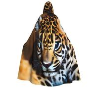 Kashinn Deluxe Halloween Hooded Cape Costume Cloak Themed Party Cosplay Robe with hood Cute Jaguar Print
