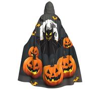 Kashinn Deluxe Halloween Hooded Cape Costume Cloak Themed Party Cosplay Robe with hood halloween Moon Bat Pumpkin Print
