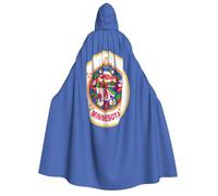 Kashinn Deluxe Halloween Hooded Cape Costume Cloak Themed Party Cosplay Robe with hood Minnesota State Flag Print