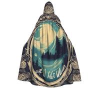 Kashinn Deluxe Halloween Hooded Cape Costume Cloak Themed Party Cosplay Robe with hood Not All Who Wander Are Lost Print