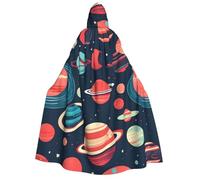 Kashinn Deluxe Halloween Hooded Cape Costume Cloak Themed Party Cosplay Robe with hood Outer Space Planets Print