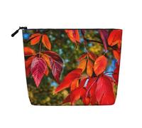 Kashinn Fall Red Leaves Print Single-Layer Cosmetic Pouch Fake Hemp Makeup Bag Coin Purse for Everyday Use Travel