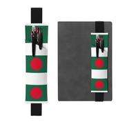 Kashinn Flag of Bangladesh Print Leather Pen Holder Elastic Band Pencil Case Bookmark for Notebooks Diaries Planners