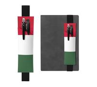Kashinn Flag of Hungary Print Leather Pen Holder Elastic Band Pencil Case Bookmark for Notebooks Diaries Planners