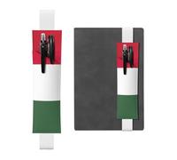 Kashinn Flag of Hungary Print Leather Pen Holder Elastic Band Pencil Case Bookmark for Notebooks Diaries Planners